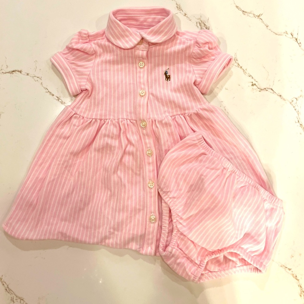 Pink Seersucker dress and bloomer set by Ralph Lauren